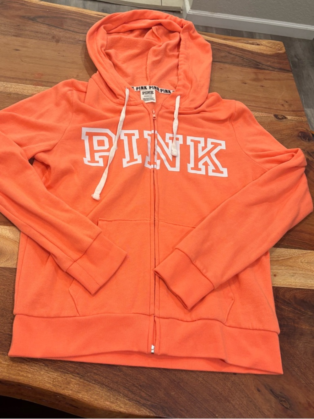 PINK Victoria's Secret Orange Zip-Up Hoodie